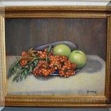 A04. Still life with fruit signed S. Leavy. 14” x 17” 